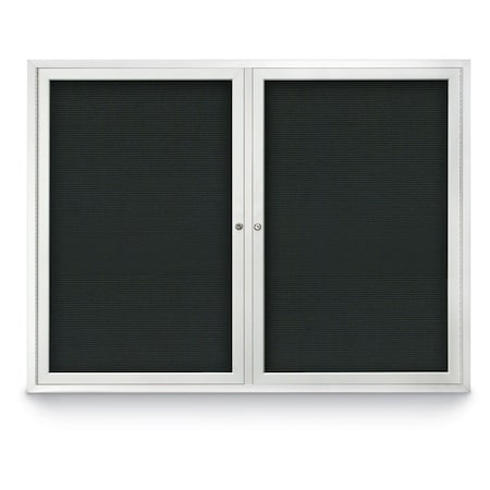 United Visual Products 48"x36" 2-Door Enclosed Outdoor Letterboard, Black Felt/Satin UV1161D-SATIN-BLACK